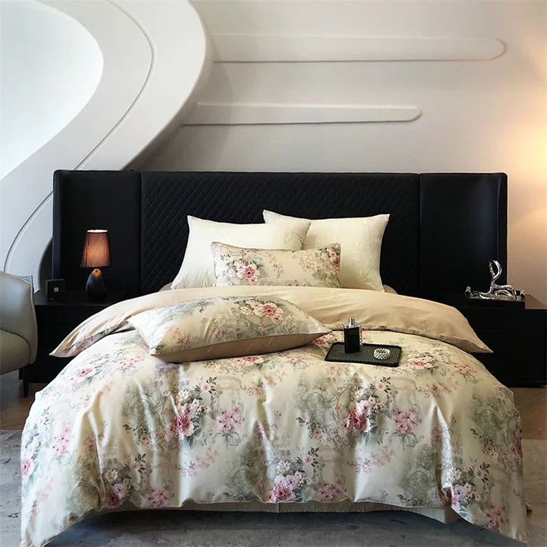 Afralia™ Colorful Egyptian Cotton Bedding Set for King Queen Europe Bed Linens