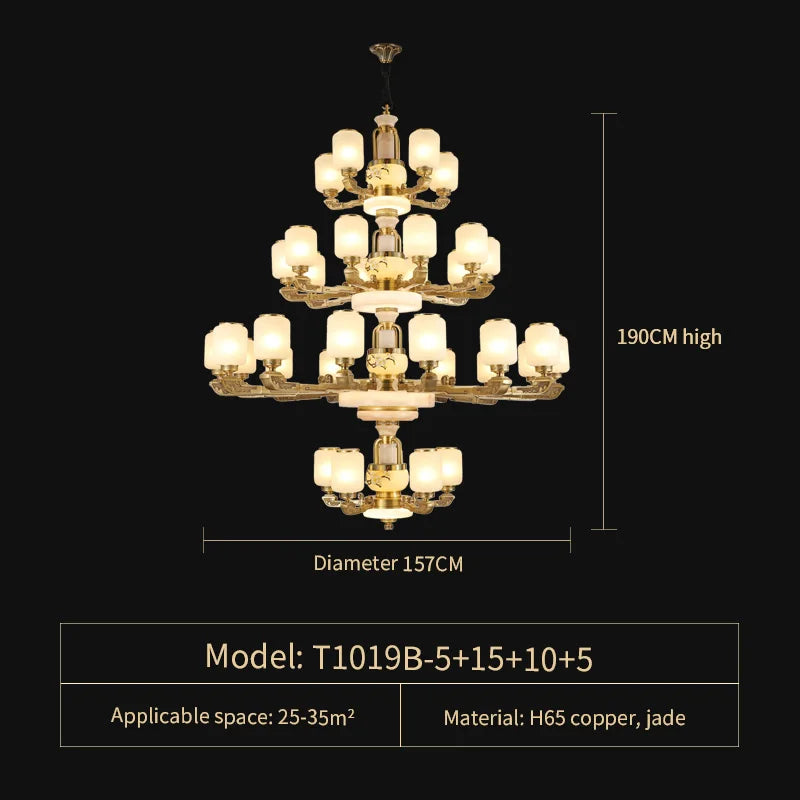 Afralia™ Vopper Jade Lamp: Modern Chinese Chandelier for Living & Dining Rooms