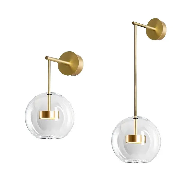 Afralia™ Modern Clear Glass Globe LED Pendant Light - Micky Copper Hanging Lamp