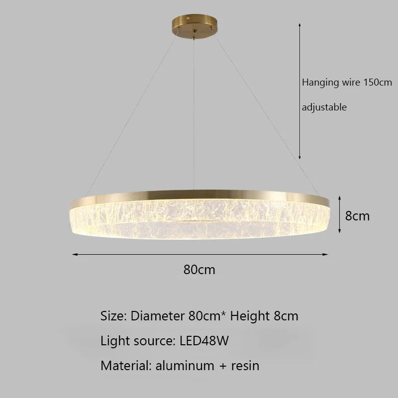 Afralia™ Modern Luxury Round Resin Chandelier LED Ceiling Lamp for Home Indoor Lighting
