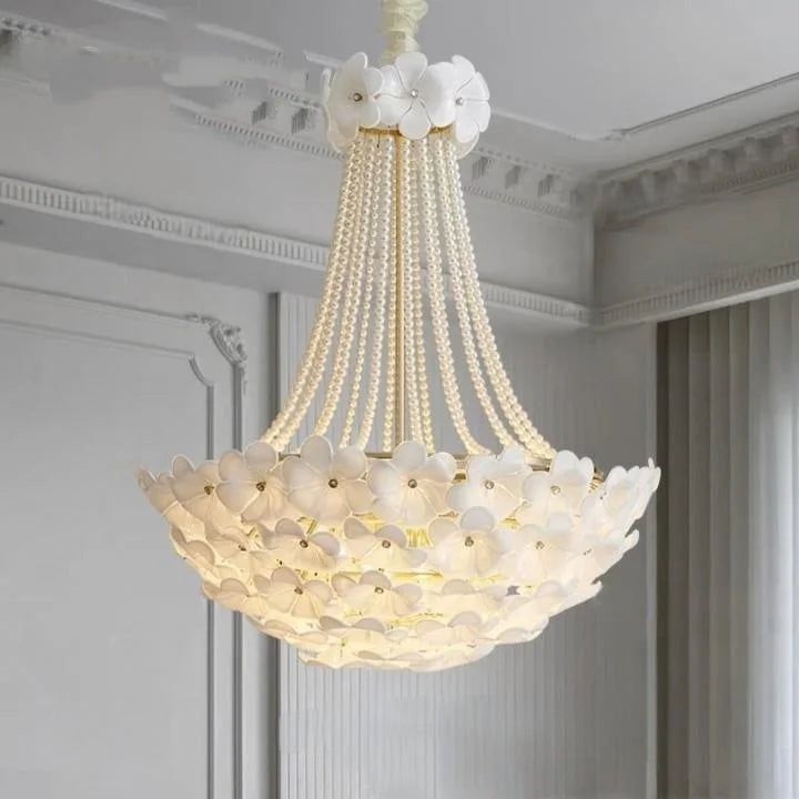 Afralia™ Glass Petal Pearl Ceiling Pendant Light