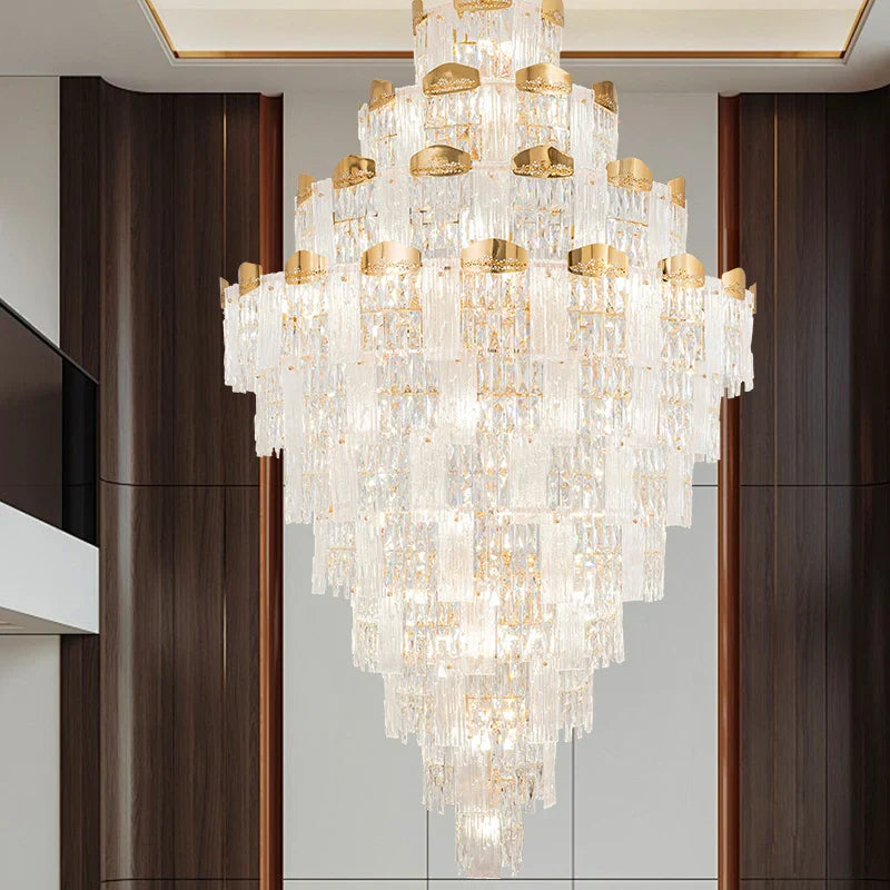 Afralia™ Spiral Staircase Chandelier: Modern Crystal Light for High Livingroom