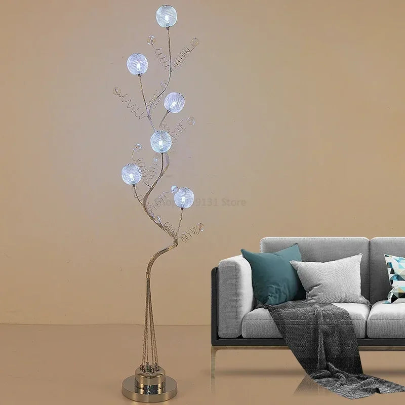 Afralia™ Luxury Aluminum LED Floor Lamp with Remote Control for Modern Living Room Decor
