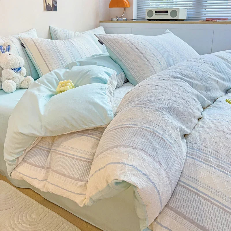 Afralia™ Jacquard Cotton Bedding Set for Queen King Size - Skin Friendly Comforter Cover