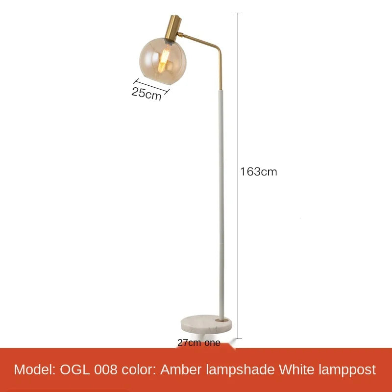 Afralia™ Modern LED Standing Glass Lamp for Living Room, Bedroom, Study - Black Gold White Metal Marble Floor Lights