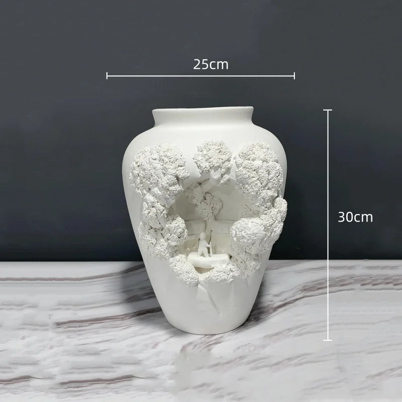 Afralia™ Handcrafted Abstract Ceramic Relief Vase for Home Decor