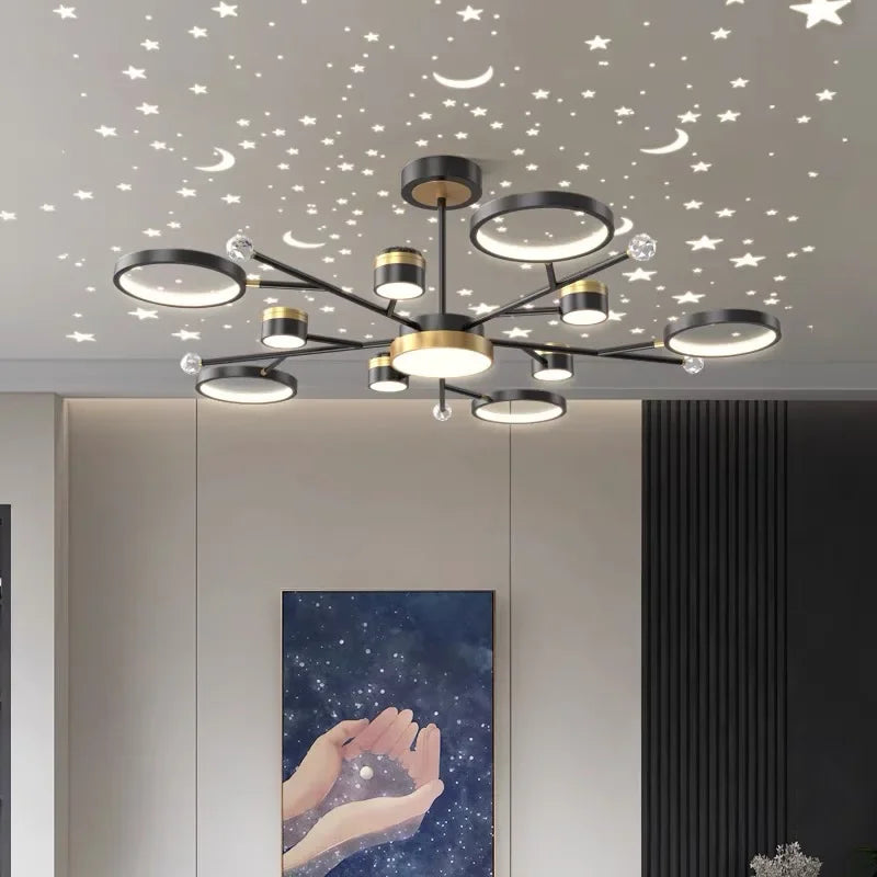 Afralia™ Starry Sky LED Chandelier: Modern Romantic Living Room Bedroom Ceiling Lamp.