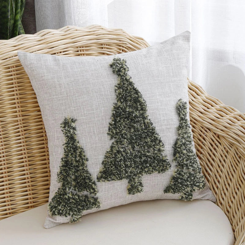 Afralia™ Christmas Tree Tufted Pillow Cover 45x45cm Home Decoration Living Room