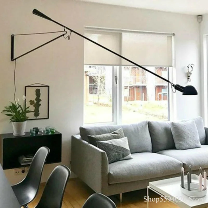 Afralia™ Swing Arm Wall Lamp | Nordic Industrial LED Light for Living Room & Bedroom