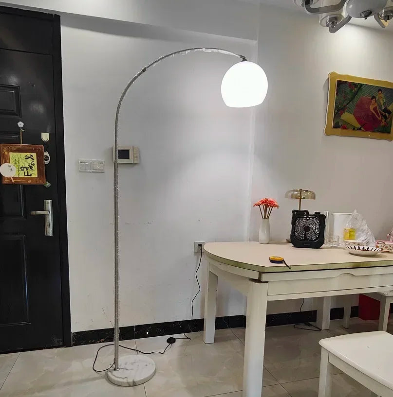 Afralia™ Curved LED Floor Lamp for Living Room Stainless Steel Personality Design