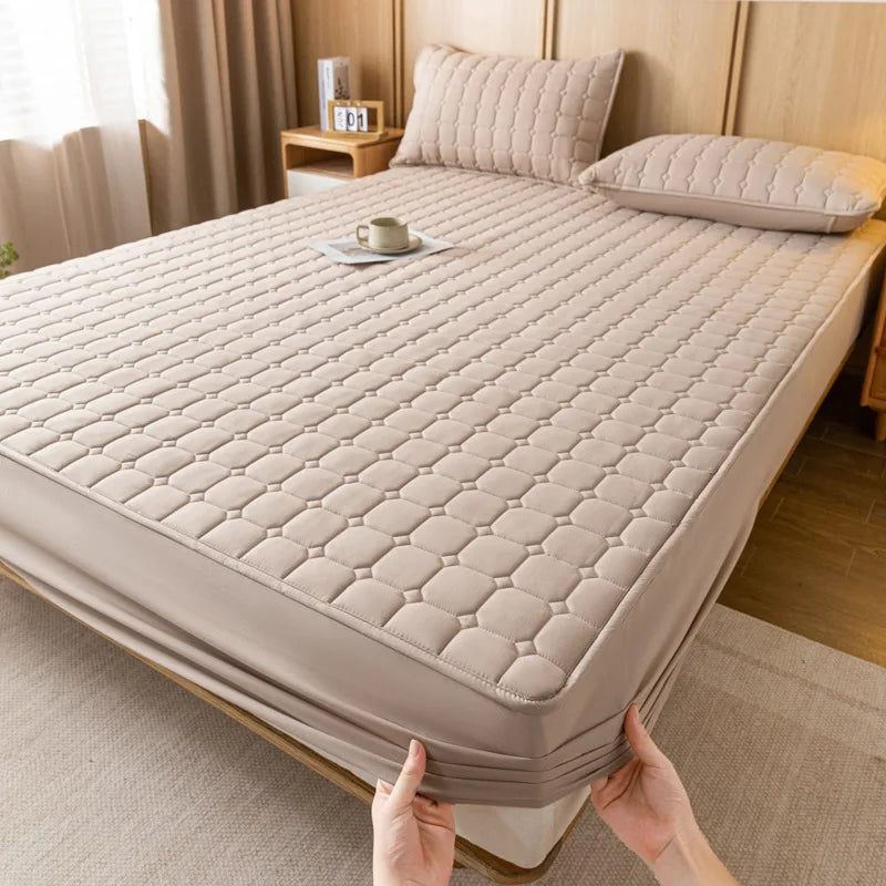Afralia™ Quilted Fitted Sheet for Cozy & Anti-Slip Protection on Queen & King Beds