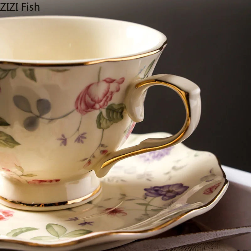 Afralia™ Rose Texture Ceramic Cup & Saucer Set