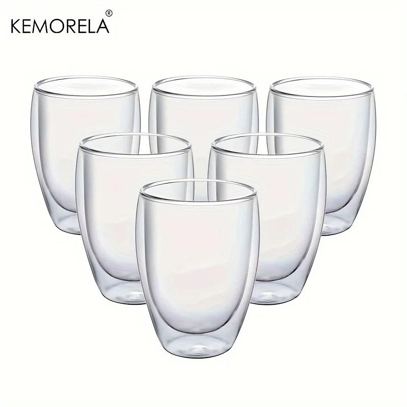 Afralia™ Double Wall Glass Coffee Mugs - Insulated Espresso Glass Cups for Cappuccino Latte Tea Milk