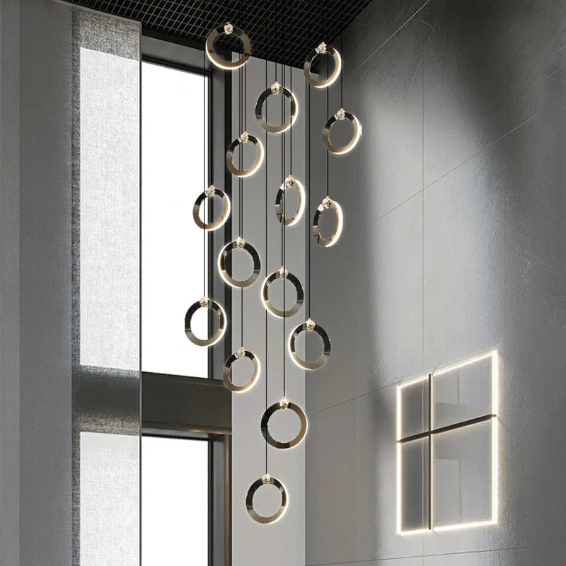 Afralia™ Modern Minimalist LED Ring Villa Chandelier