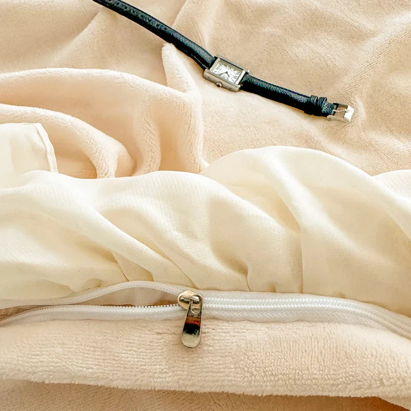 Afralia™ Romantic Lace Ruffles Rose Flowers Embroidery Princess Bedding Set