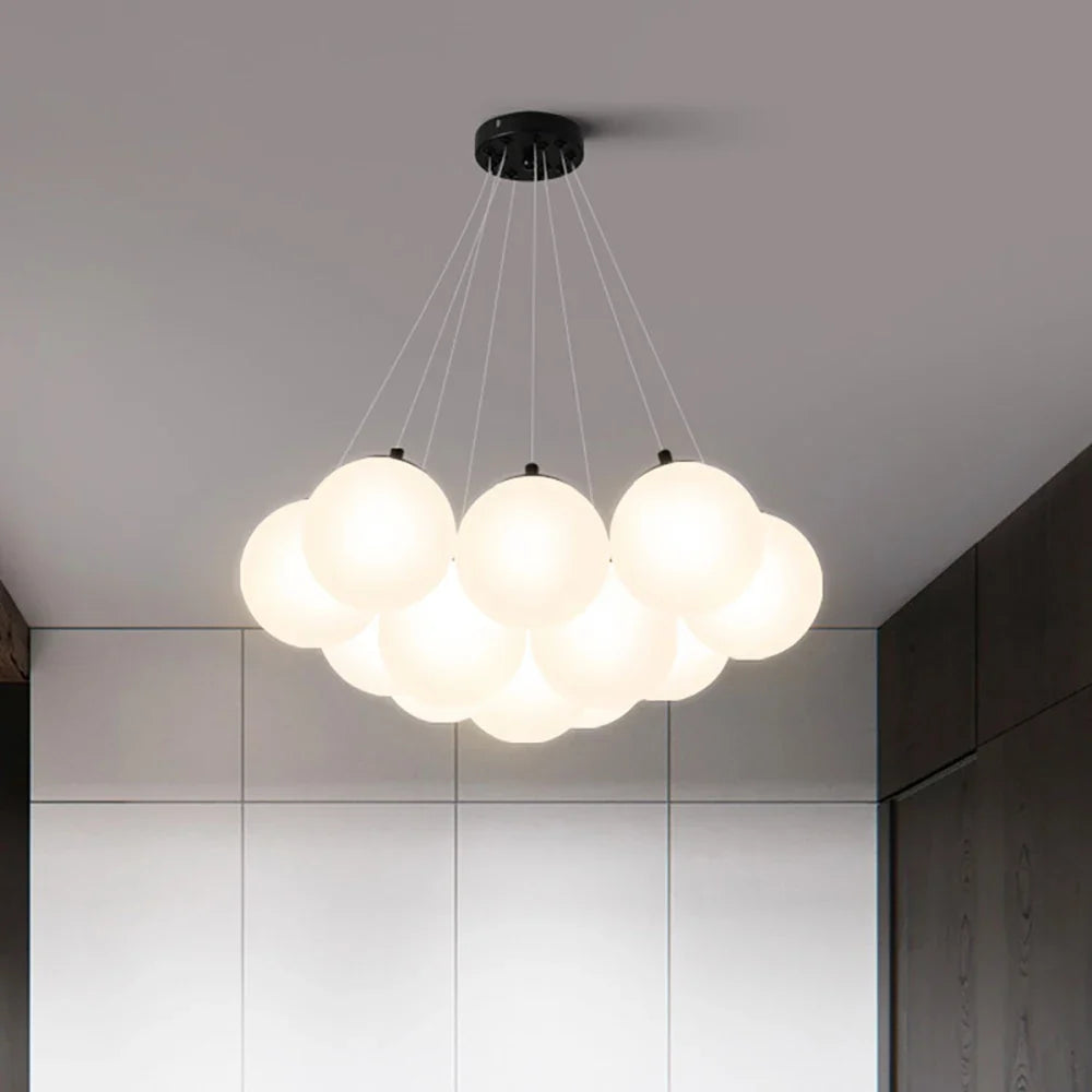 Afralia™ Bubble Glass Ball Pendant Lights Chandelier for Living Room Bedroom Kitchen Kids G9 LED