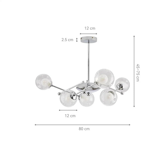Afralia™ Modern Chrome Finish Clear Glass Chandelier Pendant for Dining Living Bedroom