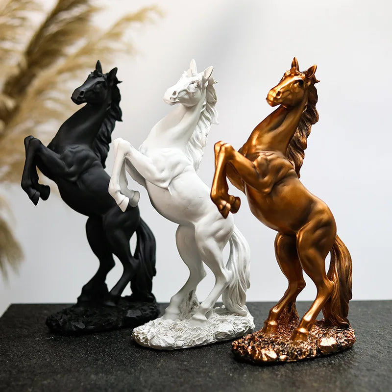 Resin Horse Statue, Home Decor Sculpture by Afralia™ - Elegant Craft Decoration for Office & Living Room