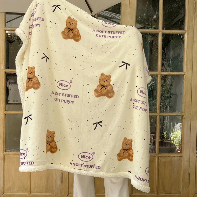 Afralia™ Lamb Nap Cartoon Coral Velvet Blanket: Super Soft, Thick, and Cute for Winter