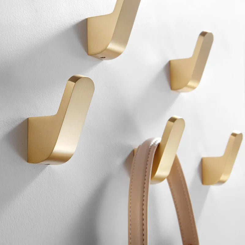 Afralia™ Aluminum Towel & Robe Hook Set: Brushed Gold Kitchen Bathroom Hanger Holder