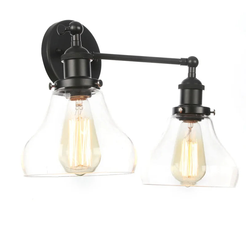 Afralia™ Black LED Wall Sconce 2-Head Lamp for Bedroom Bathroom Mirror