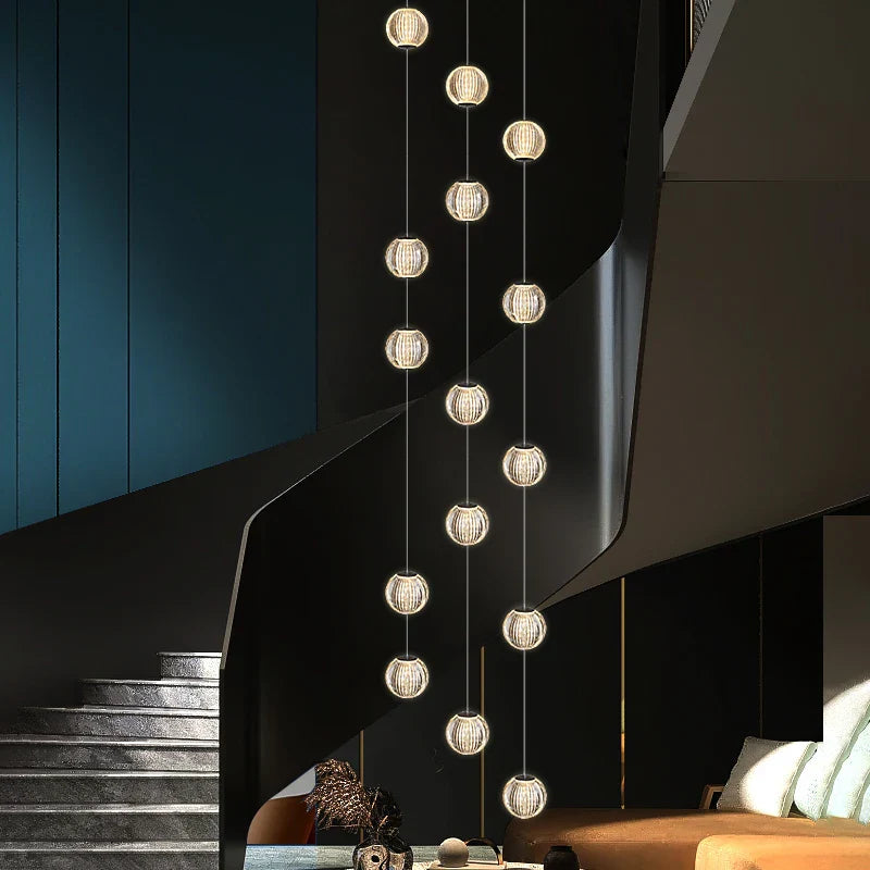Afralia™ Revolving Stair LED Chandelier - Duplex Villa Hanging Lamp for High-Level Staircase