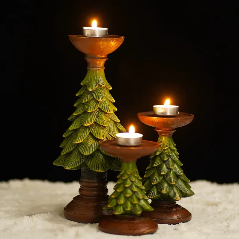 Afralia™ Christmas Tree Candle Holder: Festive Tabletop Decor Figurine