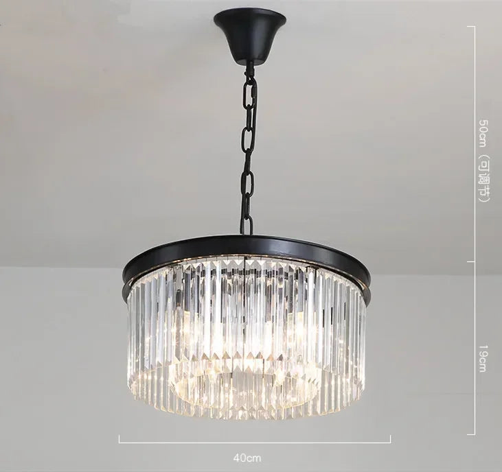 Afralia™ Metal Crystal Pendant Light Chandelier for Living Room, LED Hanging Lamp