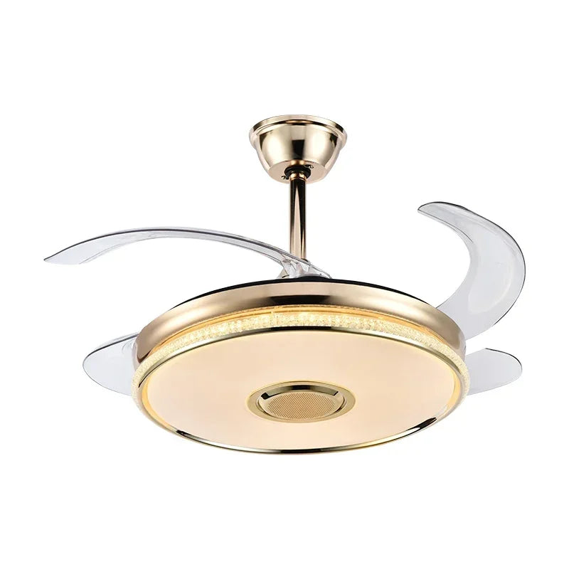 Afralia™ 90 Modern Ceiling Fan with Bluetooth Speaker, LED Light, and Remote Control