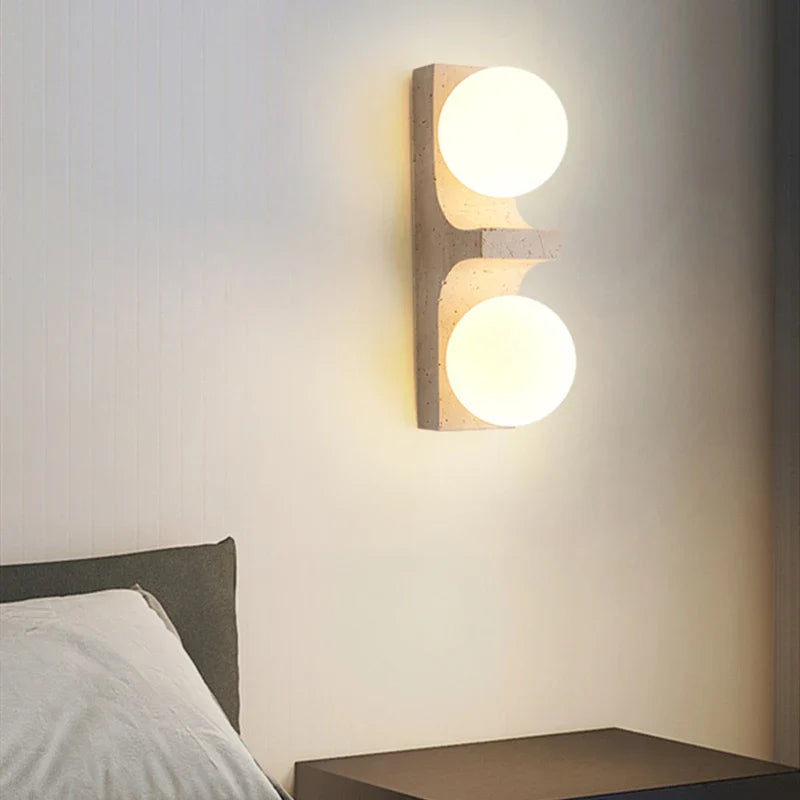 Afralia™ Yellow Travertine Glass LED Wall Lamp - Wabi-Sabi Style