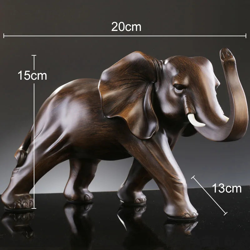 Afralia™ Resin Elephant Statue Desk Decoration Ornaments - Simulated Wood Animal Sculpture