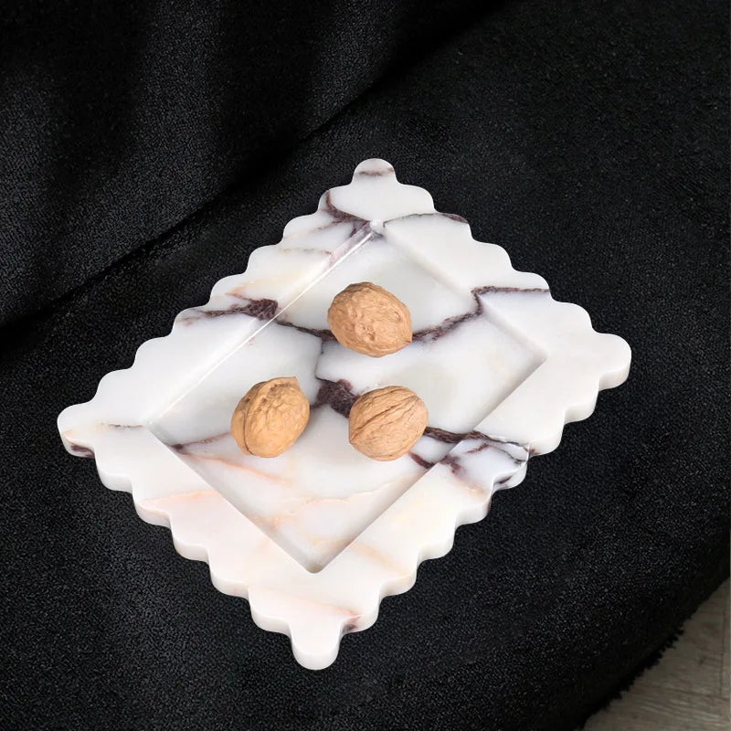 Afralia™ Calacatta Viola Marble Tray: Luxury Vanity & Kitchen Decor Tray