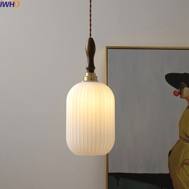 Afralia™ Copper Glass LED Pendant Lamp Modern Hanging Light Fixture with Knob Switch