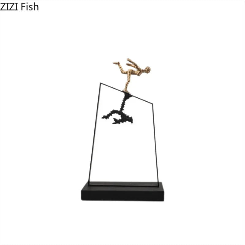 Afralia™ Skating Dancer Cast Iron Sculpture for Desk Decoration and Room Aesthetic