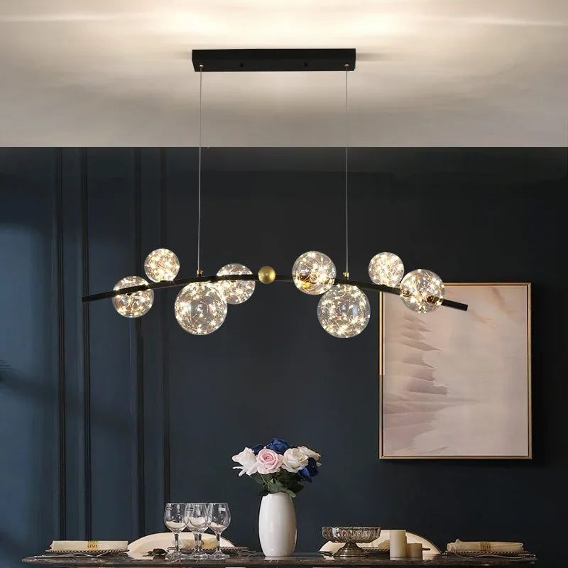 Afralia™ Modern Dimmable Metal Pendant Lights with Glass Globe for Dining Room & Bar