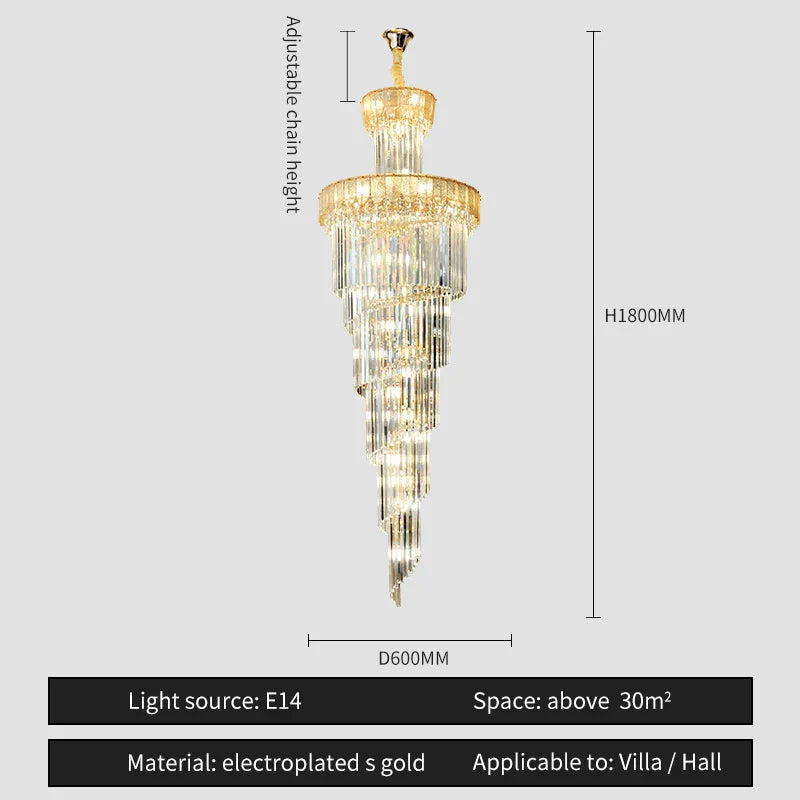 Afralia™ Crystal Chandelier: Elegant Villa Living Room Lighting