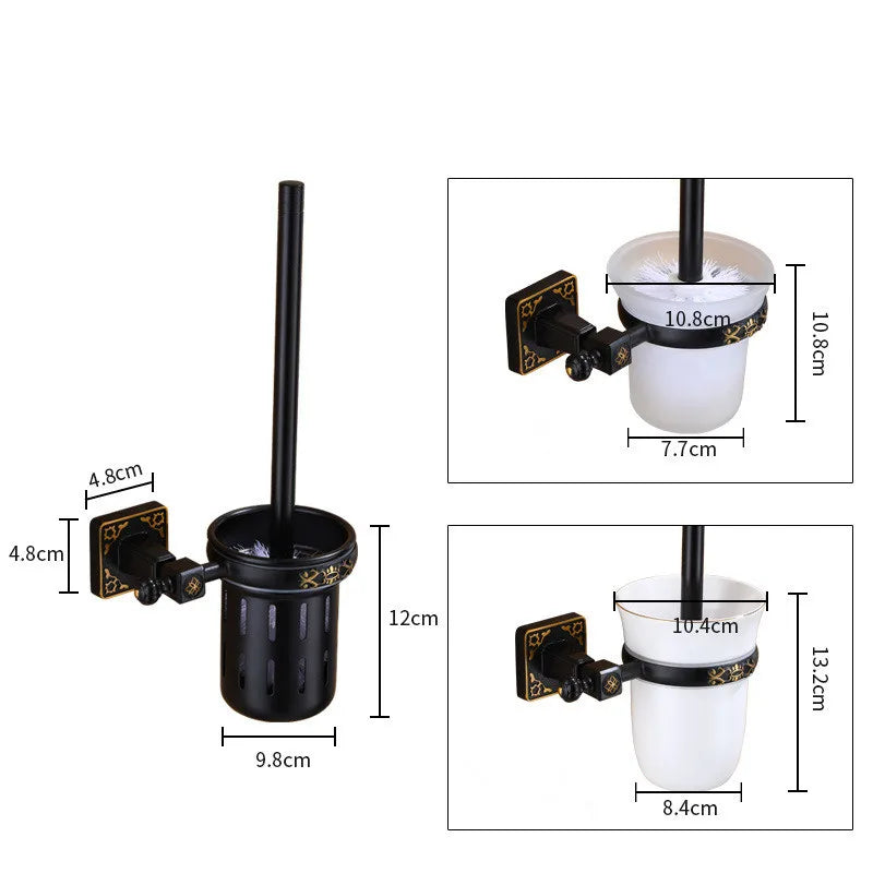 Afralia™ Aluminum Carved Toilet Brush Holder Set