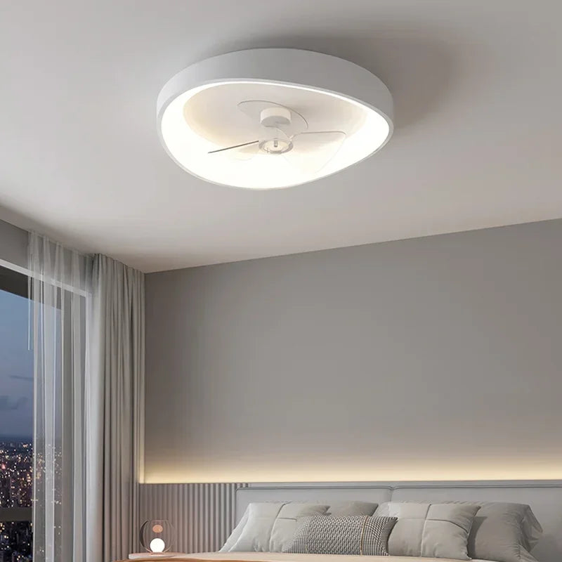 Afralia™ Nordic Style Bedroom LED Ceiling Fan Light White Modern Luminarias Pendant Fixtures