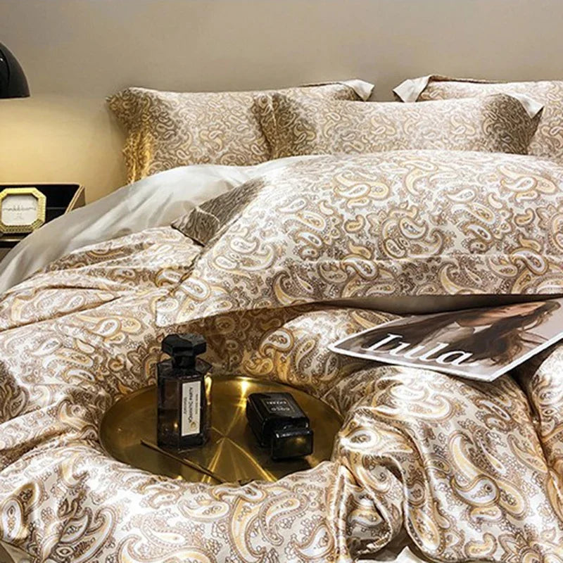 Afralia™ Mulberry Silk Bedding Sets - Summer Print Comforter Set for Adults