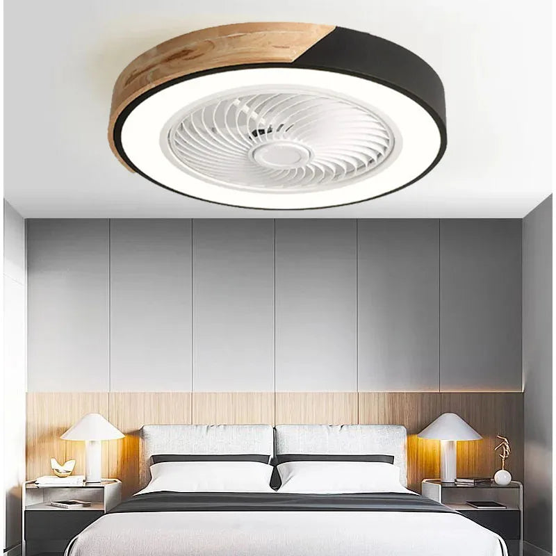 Afralia™ 52CM DC Motor Ceiling Fan Light 6 Speeds 36W Wood Fans Lamp