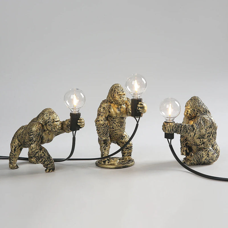 Afralia™ Mini Gorilla Table Lamp: Cute LED Home Decor Craft Gorilla Ornament