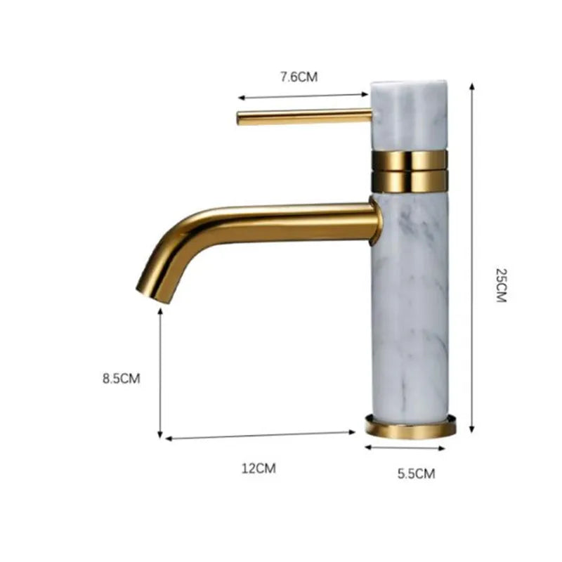 Afralia™ Brushed Gold Bathroom Faucet with Swivel Spout and Marble Accents