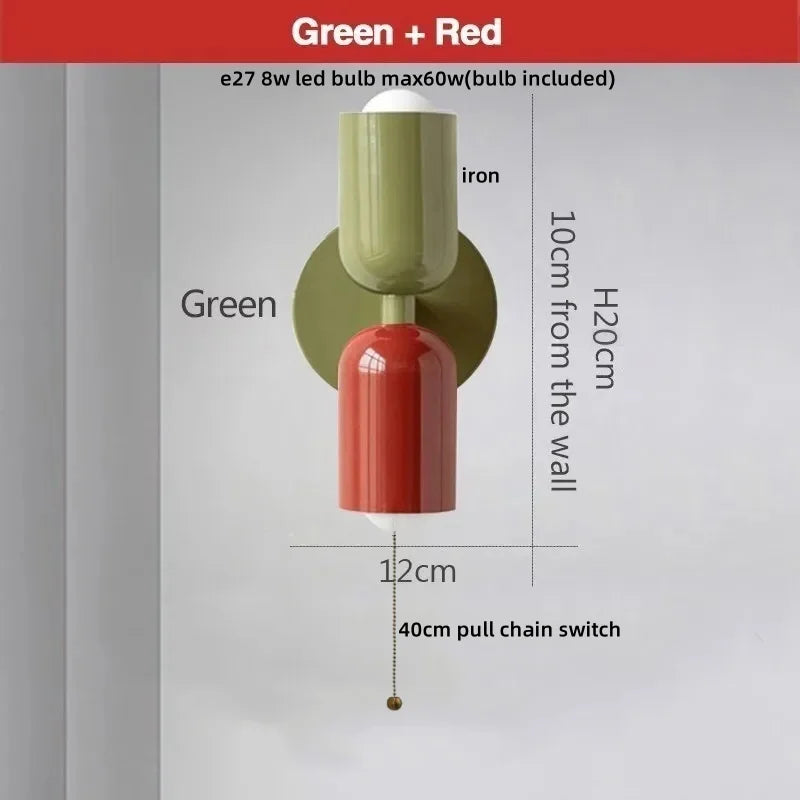 Afralia™ LED Wall Lights Colorful Iron Double Heads Modern Bedside Lamp