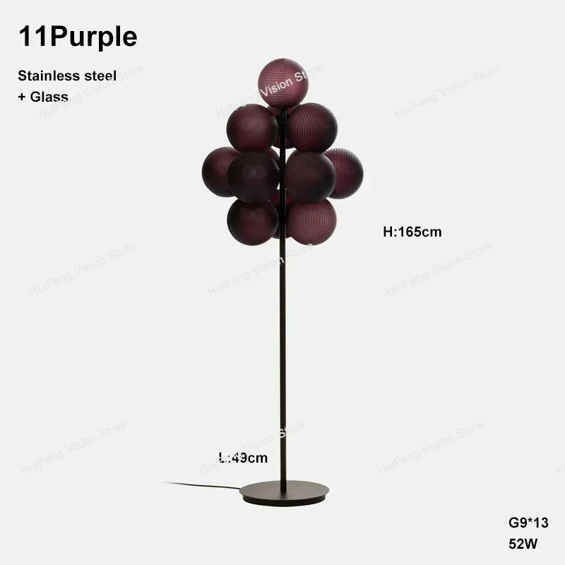 Afralia™ Purple Ripple Grape Ball Lampshade Pendant Chandelier, Modern LED Home Decor Lighting