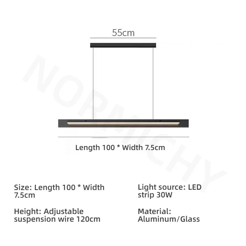 Afralia™ Glass Pendant Light Bar LED Linear Strip Modern Lighting