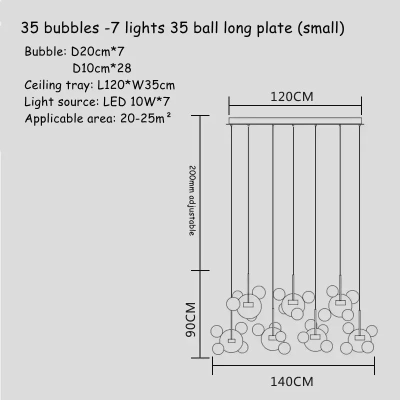 Afralia™ Art Deco Glass Bubble Chandelier: Customized for Living Room, Dining Room, Bar