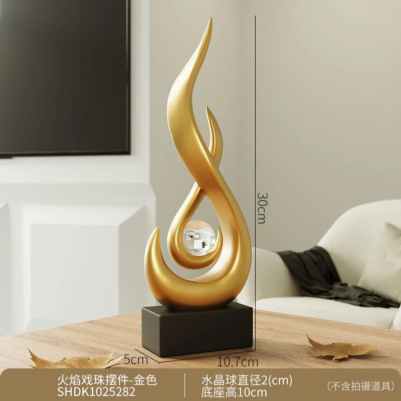 Afralia™ Orange Gold Ceramic Statue, Modern Decor for Living Room, Office, Coffee Table
