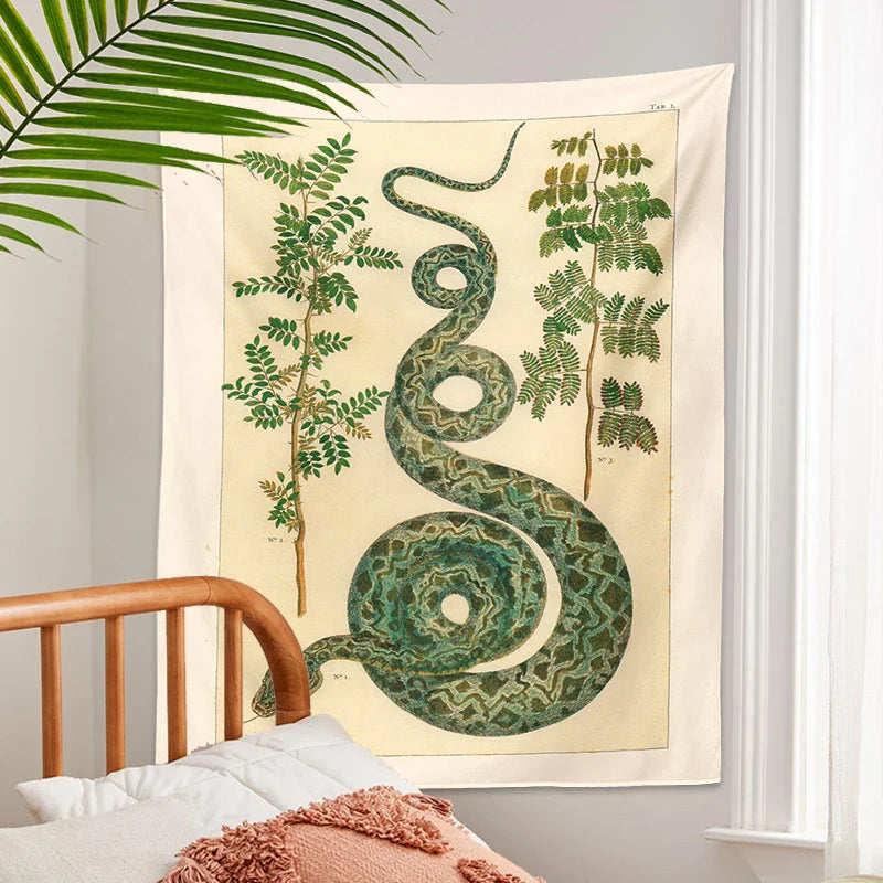 Afralia™ Celestial Snake Tapestry Wall Hanging - Hippie Botanical Dorm Decor