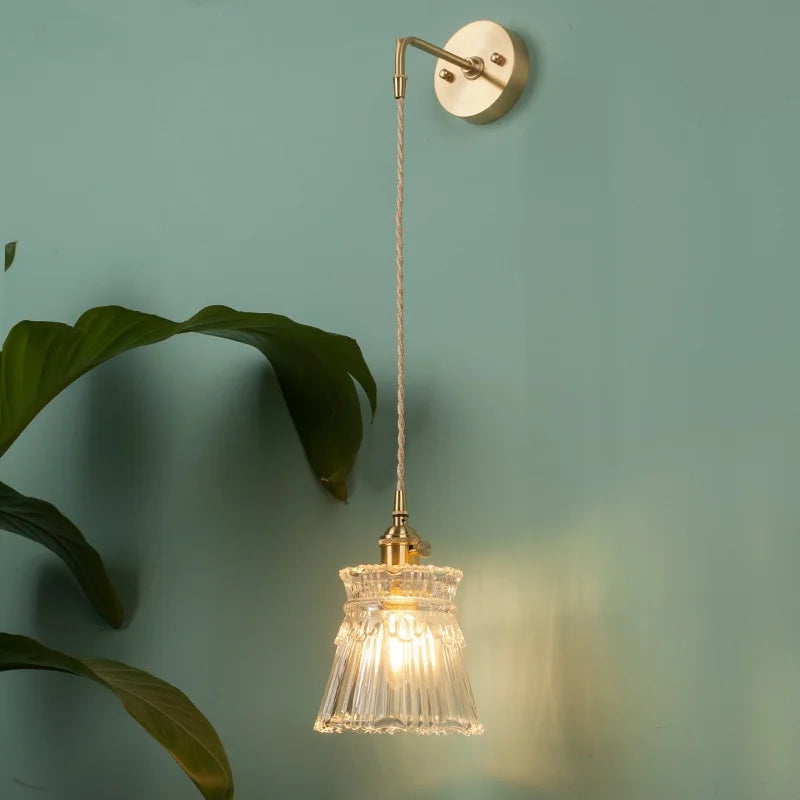Afralia™ Nordic Glass LED Wall Lamps Copper Arm Wandlamp