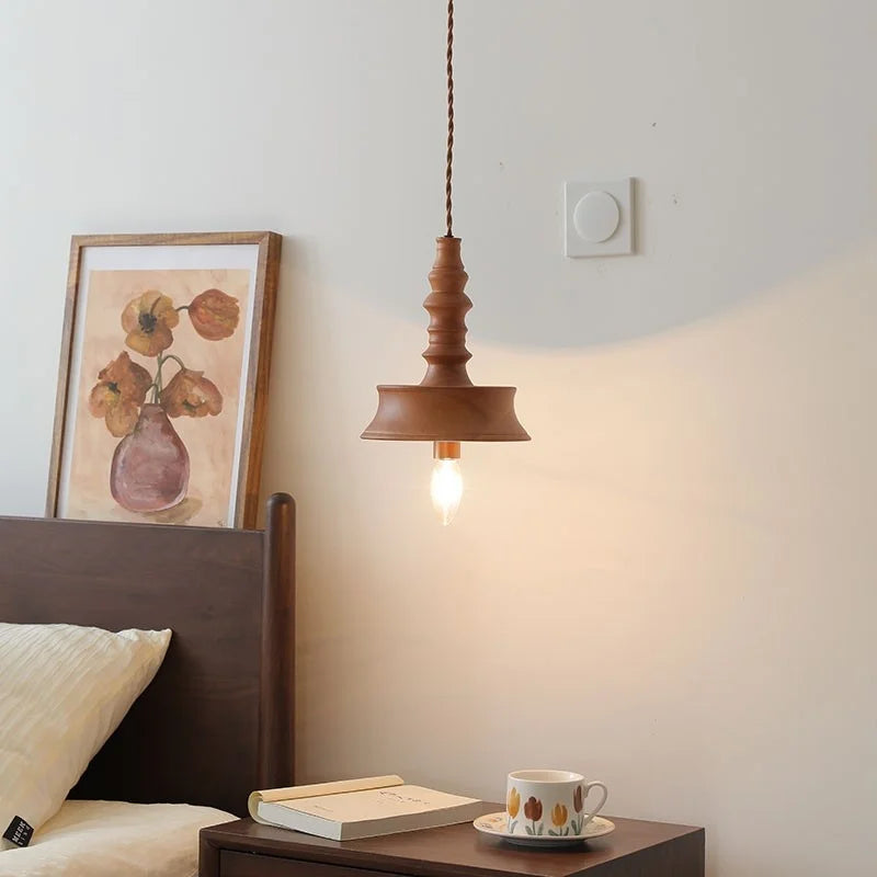 Afralia™ Japanese Style LED Wooden Pendant Light Fixture for Home Decor and Restaurant